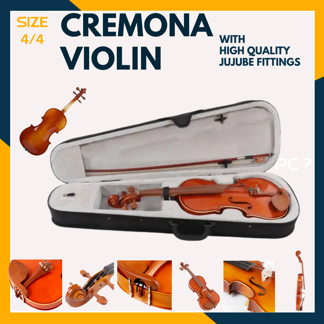 Cremona Acoustic Spruce Top Solid Wood High Grade Maple Violin 4/4 Jujube Wood Parts with Case
